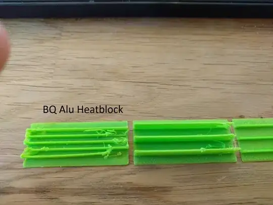 Prints using BQ Alu Heatblock (left) and Copper alloy heatblock (right) Prints using BQ Alu Heatblock (left) and Copper alloy Heatblock (right)