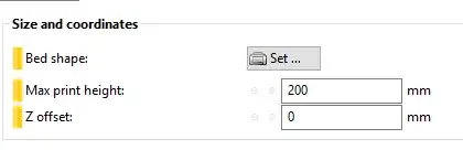 Slic3r PE print volume settings