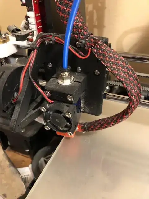 Photo of the hotend assembly on the 3D printer