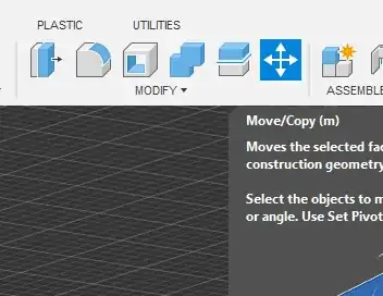 Screenshot of the move tool selected under the solid tab in the modify category