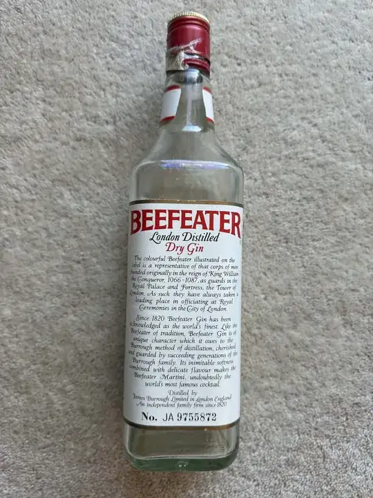 Back of gin bottle with some ID