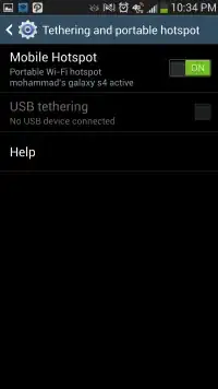 After turning Mobile Hotspot on