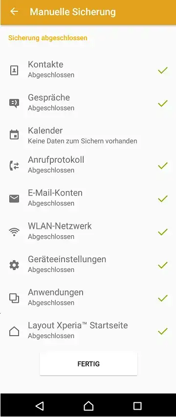 Backup Confirmation from Sony Z3 compact