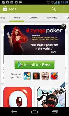 Google Play with malware banner
