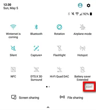 Edit Quick Settings