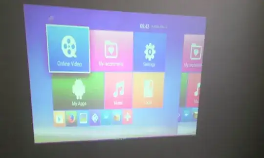 android media player home screen on projector with part of the image duplicated on the right