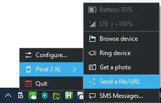 KDEConnect in Windows 10 Task Tray