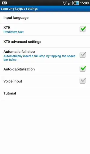 Samsung keypad settings