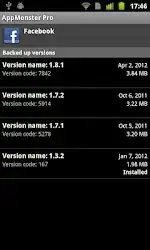 AppMonster backed up AppVersions