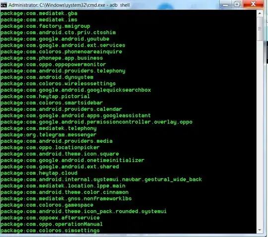 Partial output of command pm list packages