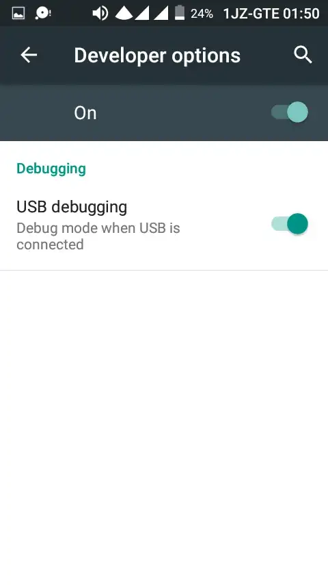 Developer options with only USB debugging option shown