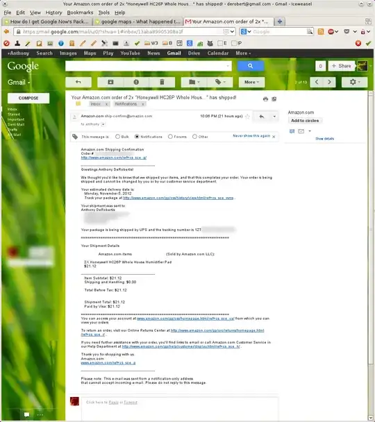 Amazon email showing in gmail