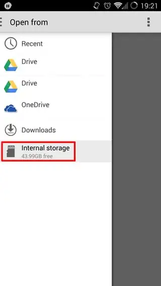 Navigate via Internal Storage