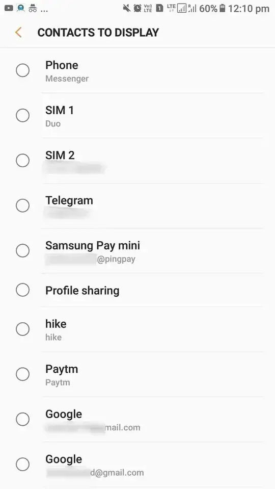 Contact app settings