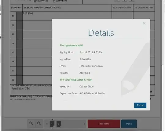 Verifying a signature from mobile using CoSign Web App