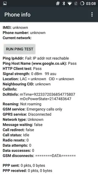 Screenshot - The hidden menu in Android: (*#*#4636#*#* or *#*#INFO#*#*)