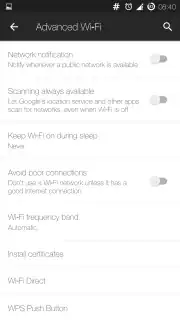 Advanced WiFi settings