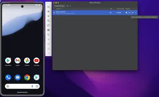 Screenshot of Android Studio's Device Manager with the Device Explorer icon greyed out
