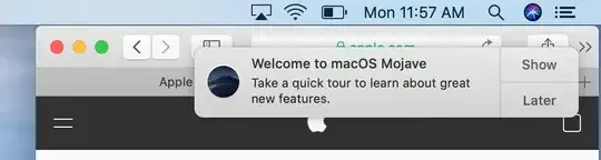 Notification Center alert at top right of screen, covering a browser window