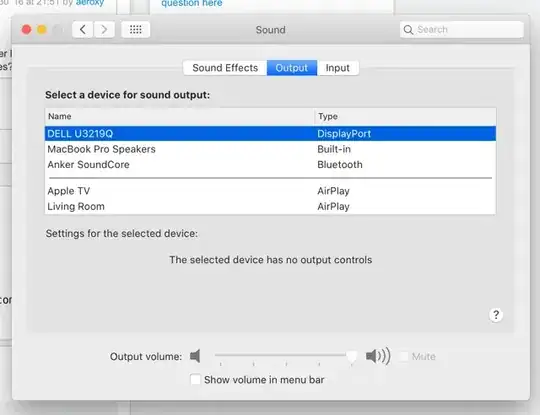 The selected device has no output controls