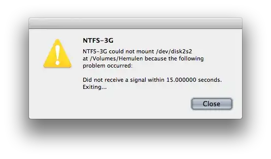 NTFS-3G could not mount … because the following problem occurred: Did not receive a signal within 15 seconds