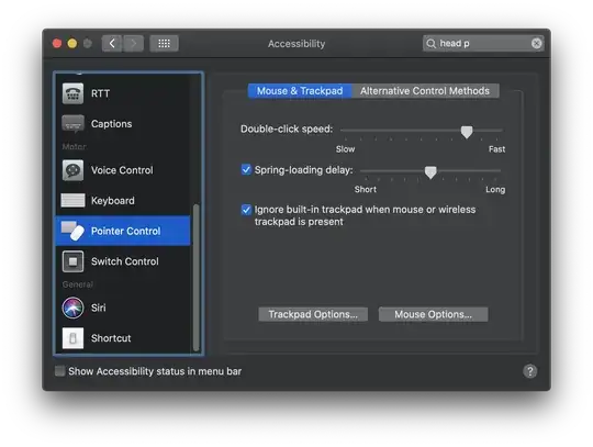 pointer control options in the accessibility settings