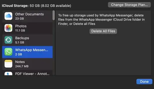 Menu on Mac says WhatsApp Messenger with 2GB written below it.