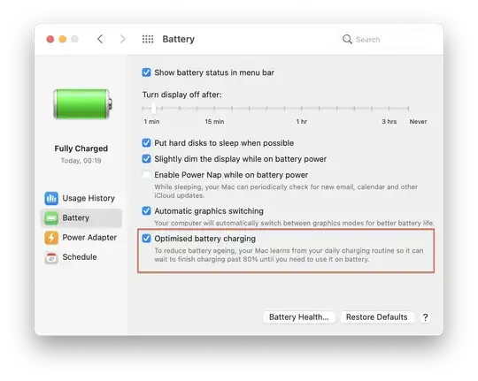 System Preferences: Battery