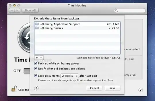 Time Machine exclude list