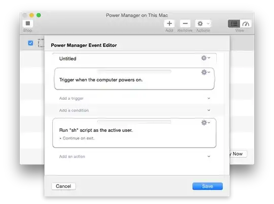 Power Manager - trigger on power on screen shot