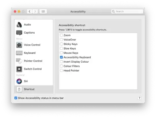 Accessibility options with only Keyboard selected
