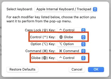 Keyboard preferences