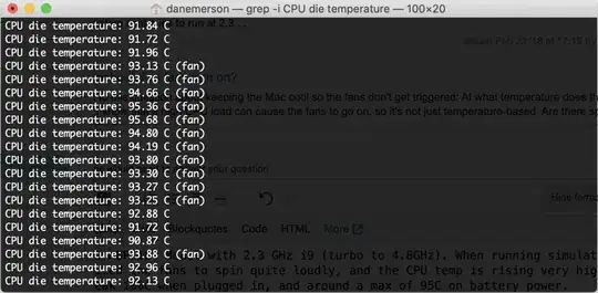 Sample of Late 2019 MBP 16" i9 CPU temps when running on battery power