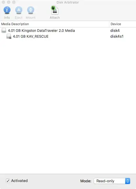 Disk Arbitrator Disks Window