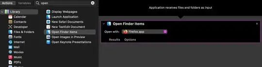 Screenshot of Automator setup as described