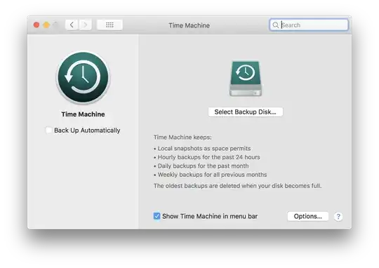 Screenshot of Time Machine System Preferences