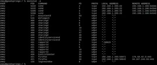 image of sockstat running from the command line shell on macOS 