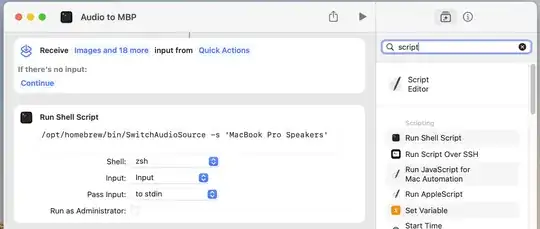 MacOS Shortcuts for Run Shell Script