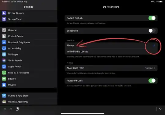 Settings, Do Not Disturb, Always