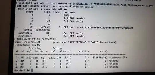 old gpt -r show and fdisk output