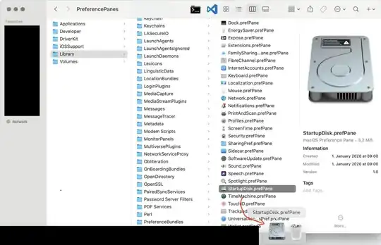 Dragging the StartupDisk.prefPane into the dock