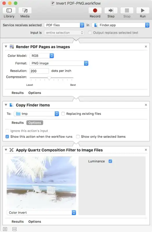 Automator PDF service