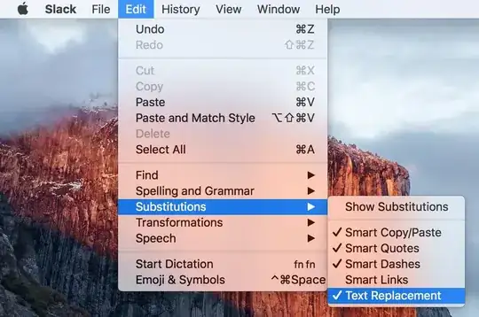 option to activate text replacement