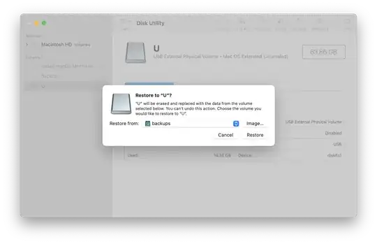 Disk Utility Restore