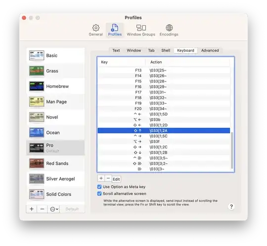 Screenshot of Profiles dialog