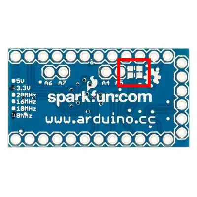 Pro mini Back view with jumpers selection