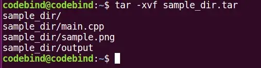Screenshot of the terminal showing the commands above