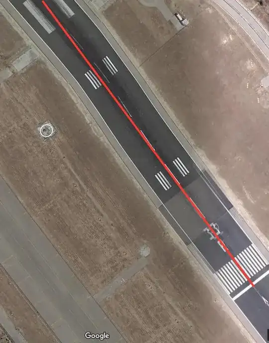 runway image showing sideways slice in wear marks