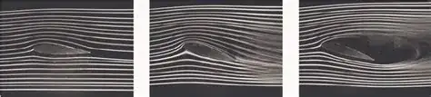 streamlines on a 2D airfoil in a wind tunnel, at varying angle ofattack