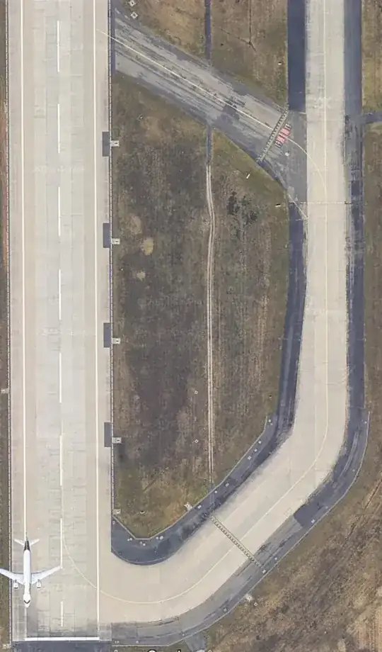 aerial view of south end of runway 18 at EDDF, also showing taxiway Y5 and taxiway Y9